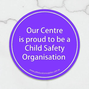 sticker to indicate you are a child safety centre