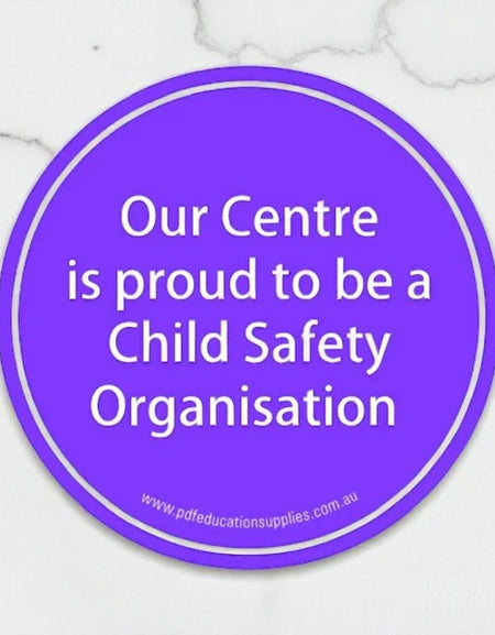 sticker to indicate you are a child safety centre