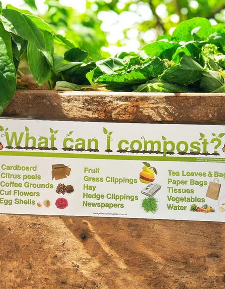 sign with items which can be composted