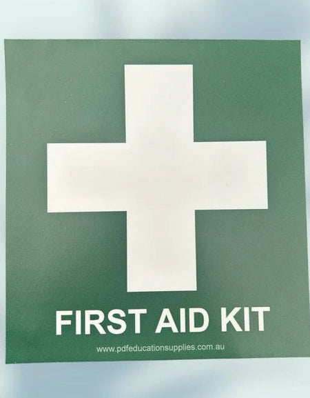 sticker to identify first aid kit storage