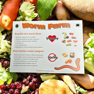 Educational sustainability worm farm sign
