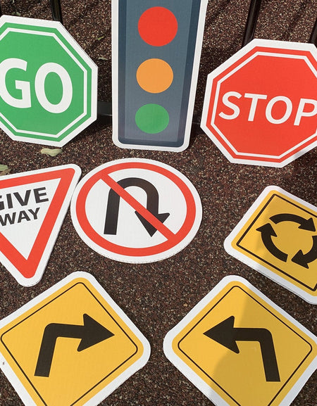 Various Road and Traffic Signs for Children