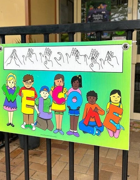 front entry welcome sign in Auslan