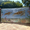 Australian art printed on banner mesh for outdoor use