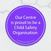 sticker to indicate you are a child safety centre