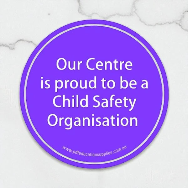 sticker to indicate you are a child safety centre