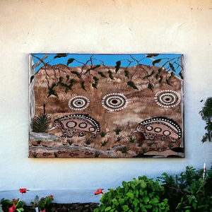 Two echidnas in the bush hunting artwork