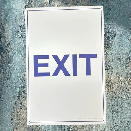 Exit-metal-sign-for-car-park-safety