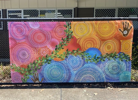 Banner mesh Bush Tucker healing Indigenous art