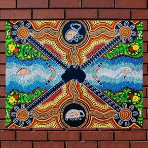 Earthy toned Indigenous artwork
