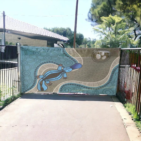 Platypus with eggs Indigenous art banner
