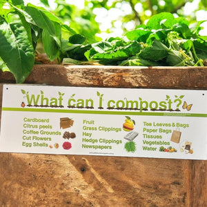 sign with items which can be composted