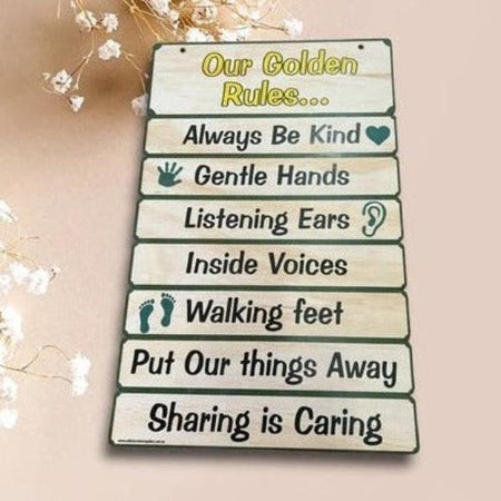 Early years classroom rules wooden sign