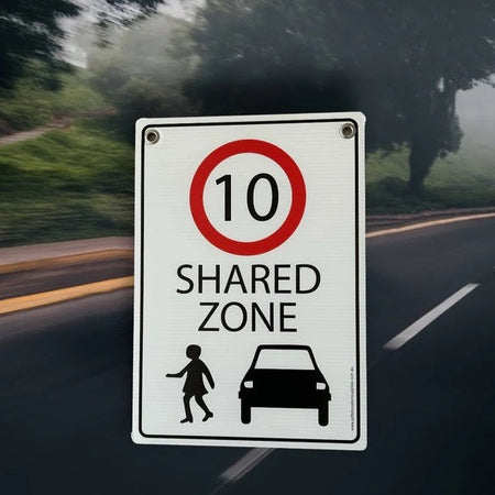 safety signage shared zone speed limit sign