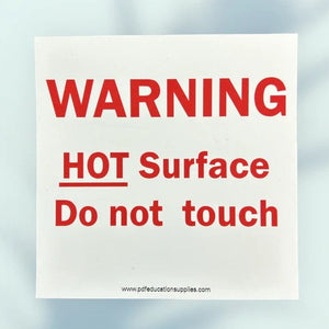 prevent burns by warning of potential hot surfaces