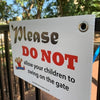reminder-for-children-not-to-climb-gate
